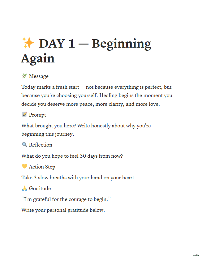 The Self-Love Sanctuary 30 Day Healing & Reflection Journal