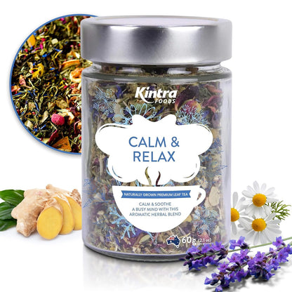 Kintra Foods Calm & Relax Loose Leaf   Chamomile • Lavender • Passionflower Caffeine‑free • Relaxation blend